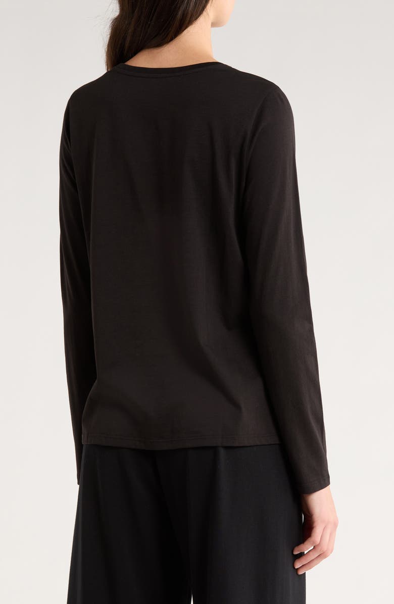 Eileen Fisher Long Sleeve Organic Cotton Jersey Top, Alternate, color, Black