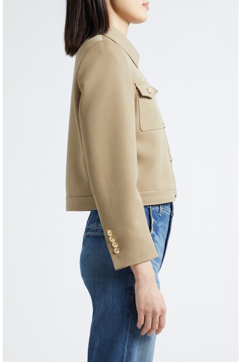 Edna Crop Virgin Wool Jacket, Alternate, color, BRITISH KHAKI