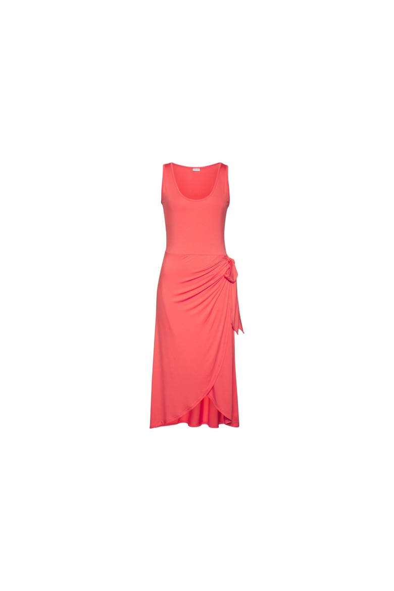 Sleeveless Wrap Look Dress, Alternate, color, Coral