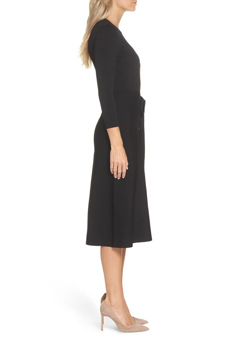 Fit & Flare Sweater Dress, Alternate, color, BLACK