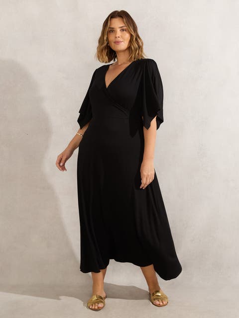 Jersey Angel Sleeve Wrap Dress