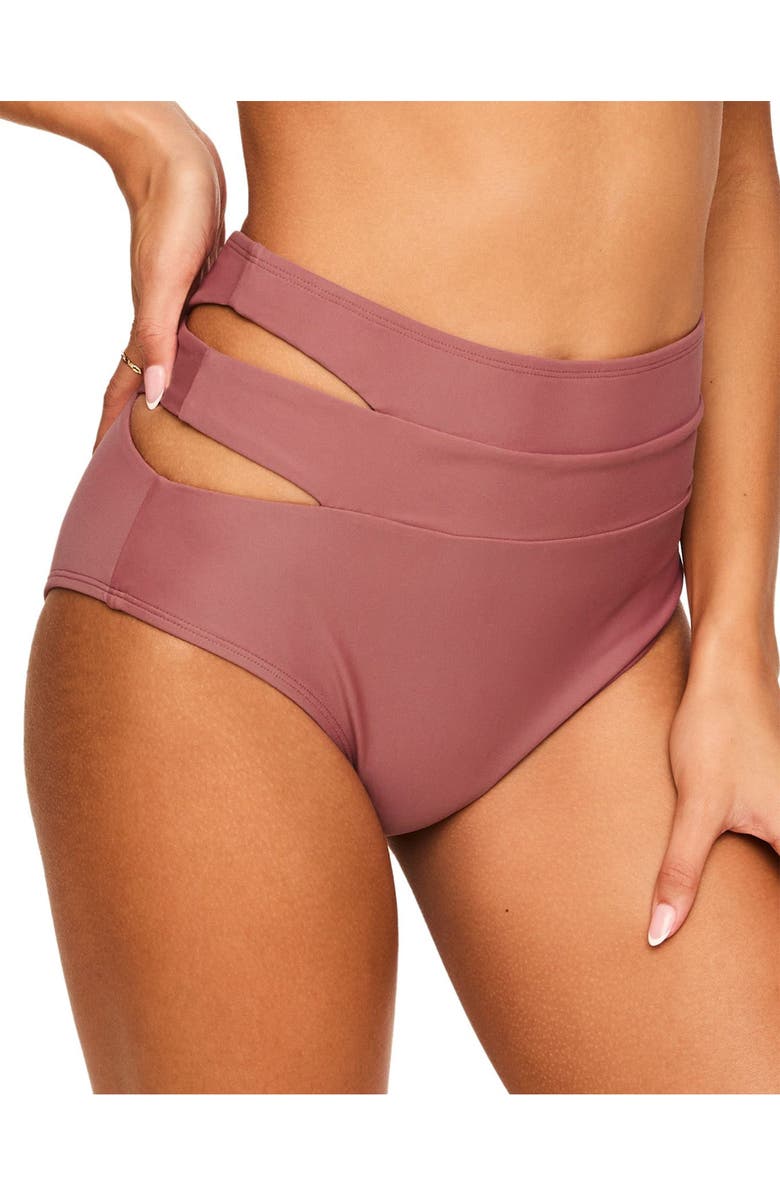 Adore Me Demi Swimwear High Waist Bikini Bottom, Main, color, Dark Pink