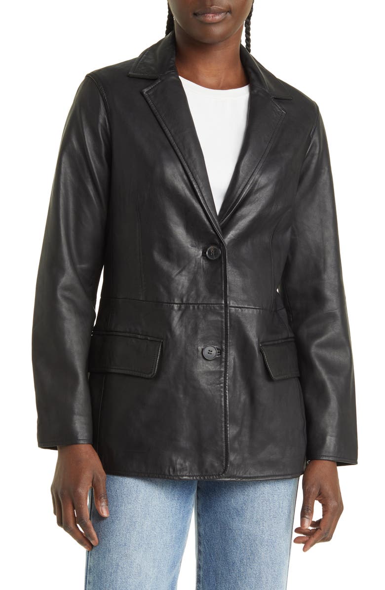 AllSaints Corinna Leather Blazer, Alternate, color, 