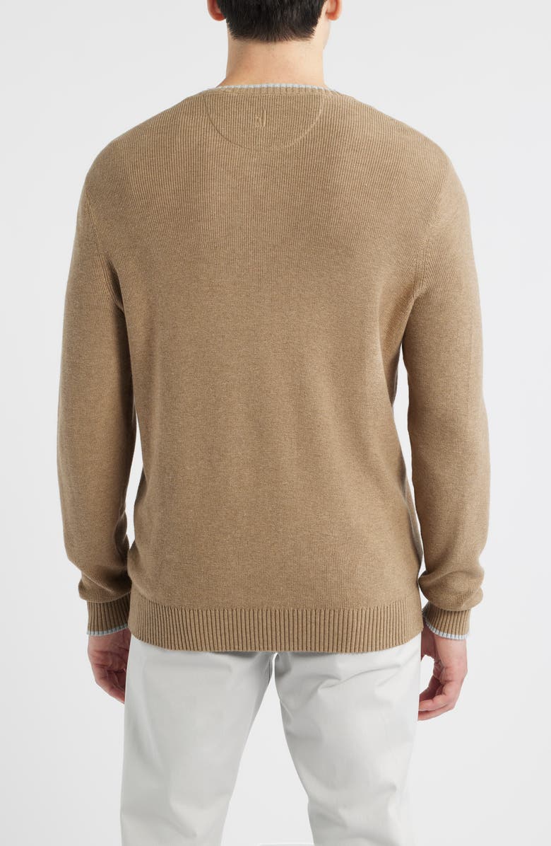 johnnie-O Hatched Cotton & Silk Blend Crewneck Sweater, Alternate, color, Alpaca