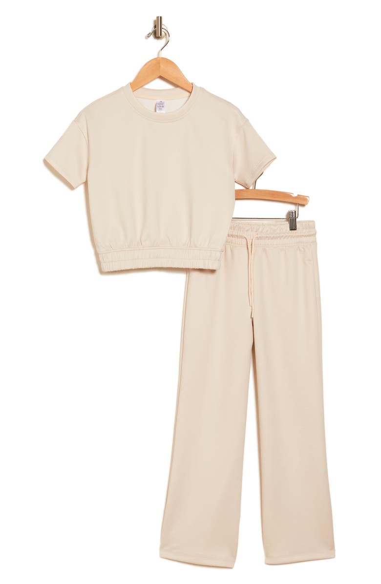 YOGALICIOUS Lanston Scuba Crewneck Pullover & Wide Leg Pants Set, Main, color,