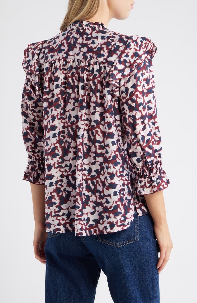 Caslon<sup>®</sup> Ruffle Print Top, Alternate, color, Red- Pink Addie Abstract