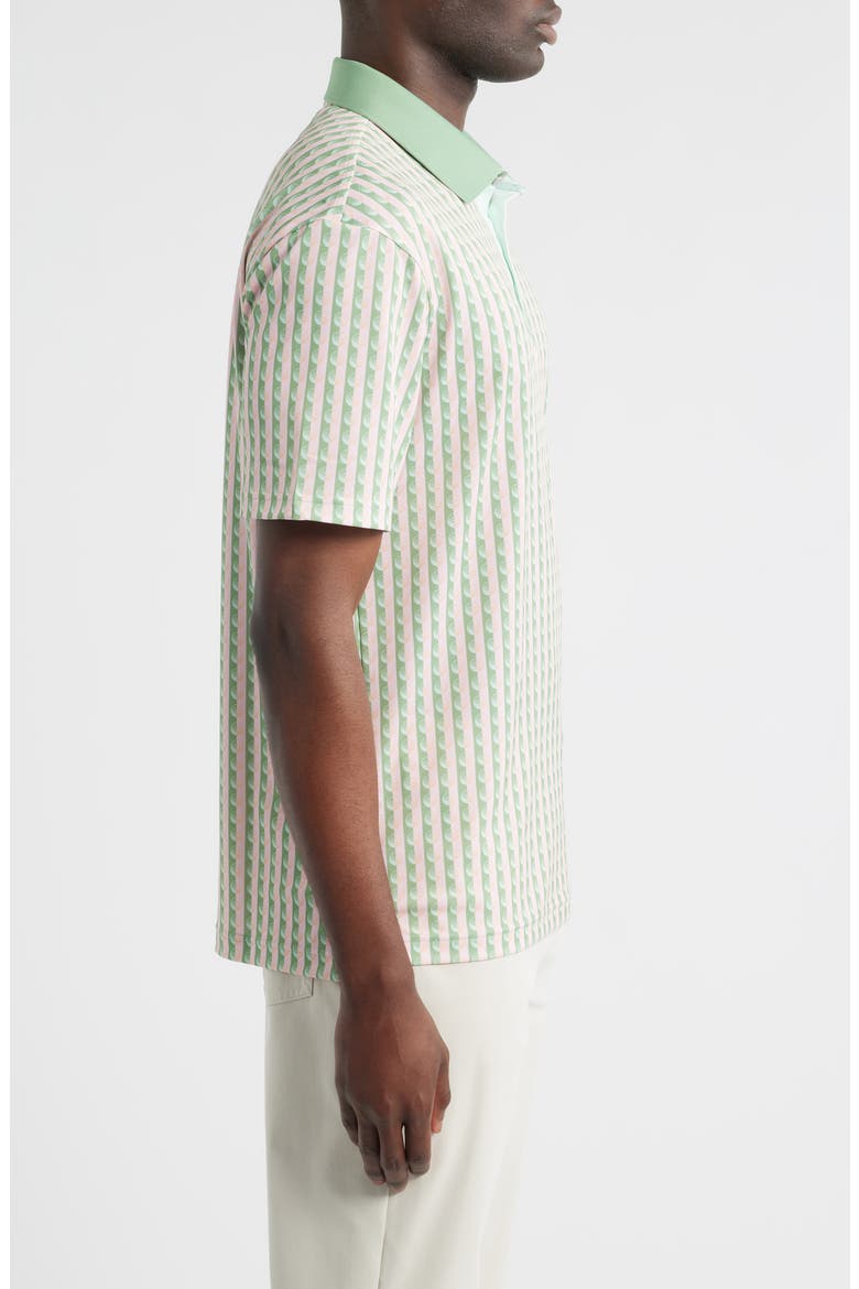 Greens Stripe & Golf Ball Print Piqué Performance Golf Polo, Alternate, color, BASIL