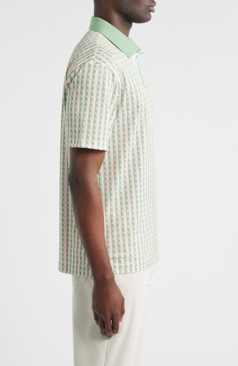 Swannies Greens Stripe 
Golf Ball Print Piqué Performance Golf Polo, Alternate, color, Basil