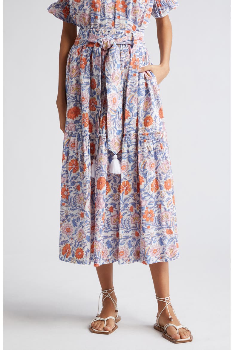 Franoise Floral Stripe Cotton Skirt, Main, color, NEWPORT FLORAL