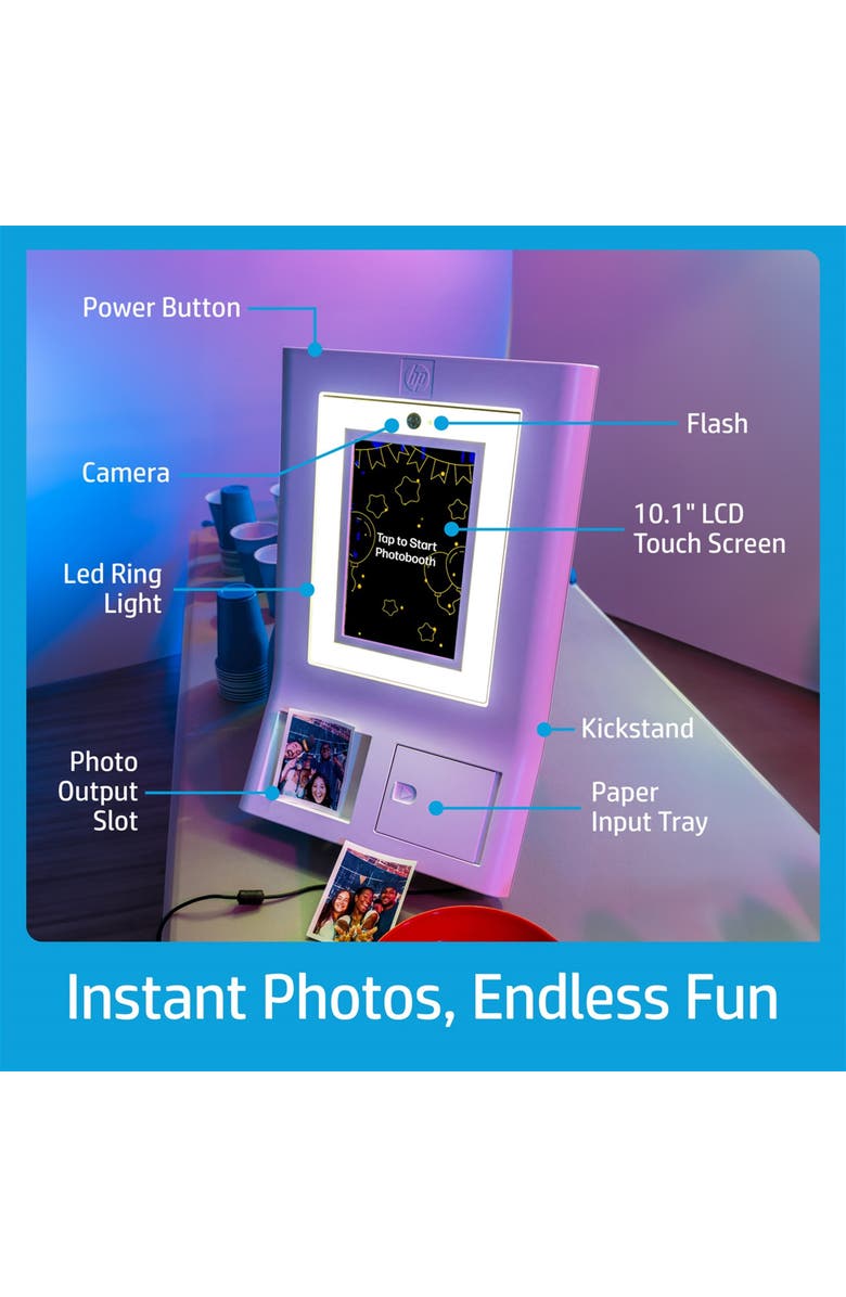 HP Sprocket Photo Booth Printer, Portable 3x4 Instant Photo Printer, Alternate, color, White