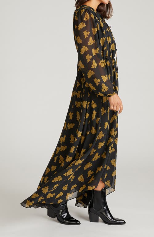 Universal Standard Karina Long Sleeve Chiffon Midi Dress In Black