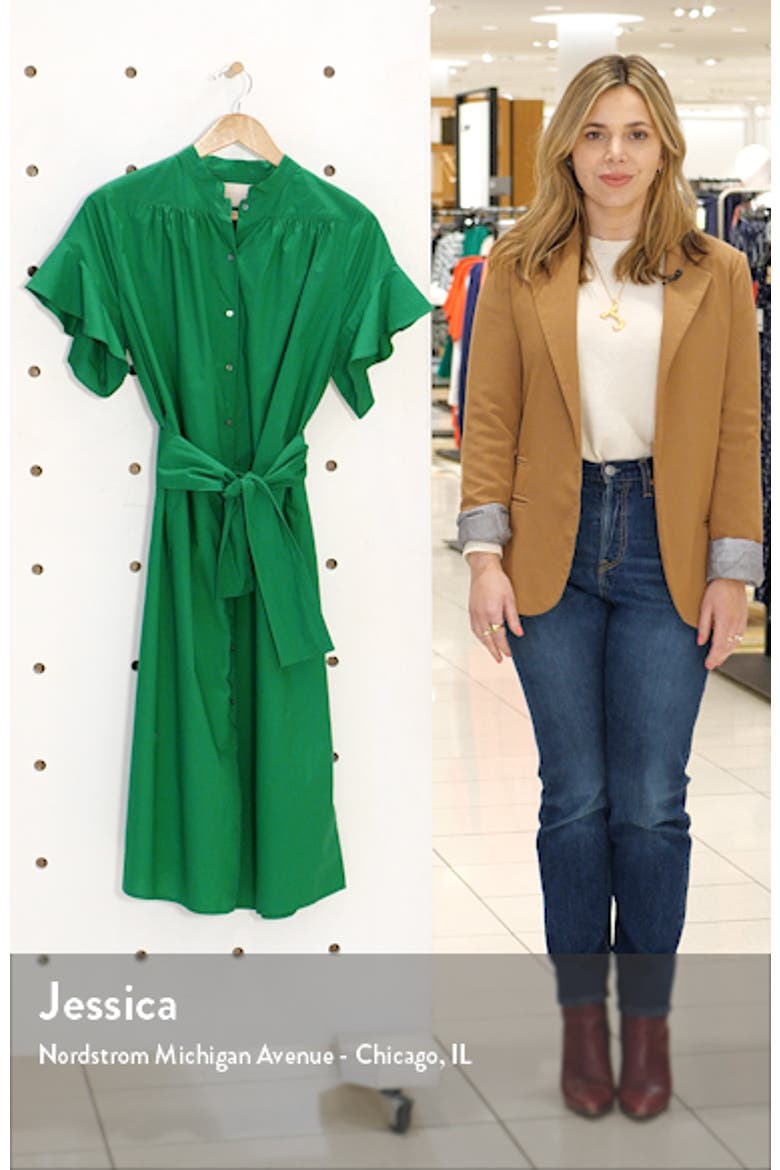 Ruffle Sleeve Tie Front Cotton Dress video