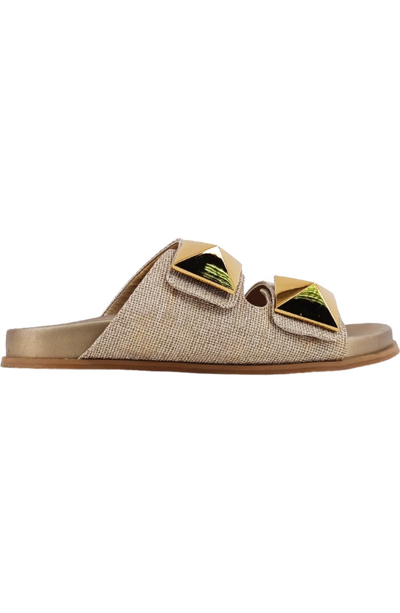 SHUSHOP Bernarda Studded Slide Sandal, Alternate, color, Gold Woven