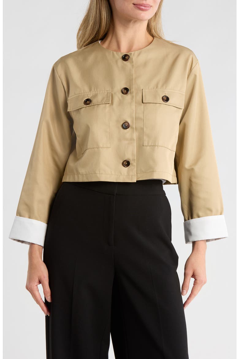 Emi Cuffed Crop Jacket, Main, color, TAN
