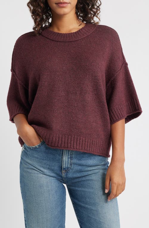 City Blues Broome Crop Short Sleeve Sweater In Burgundy
