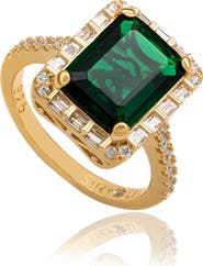 SUZY LEVIAN Emerald Cut Cubic Zirconia Halo Ring