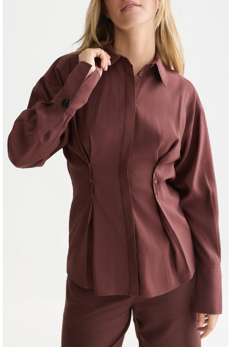 Button Waist Shirt, Main, color, BITTER CHOCOLATE