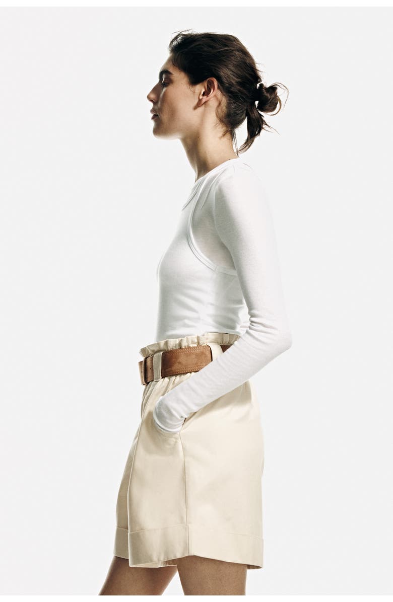 H&M Linen-blend Paper Bag Shorts, Alternate, color, Light Beige