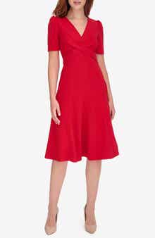 Tommy Hilfiger Crossover Scuba Fit and Flare Midi Dress