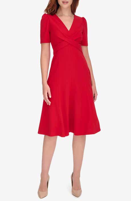 Tommy Hilfiger Crossover Scuba Fit and Flare Midi Dress