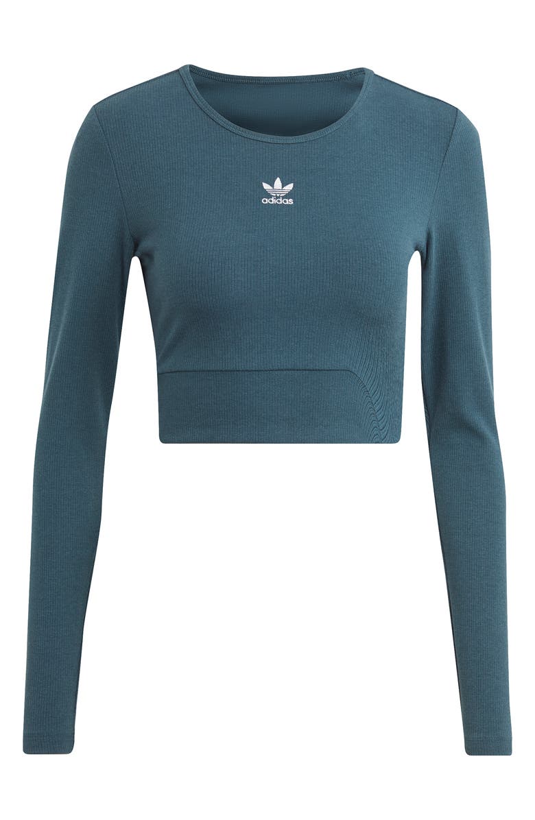 adidas Originals Long Sleeve Rib Crop Top, Main, color,