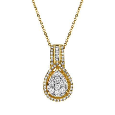 Aurora Pear Diamond Pendant in 10K Yellow Gold