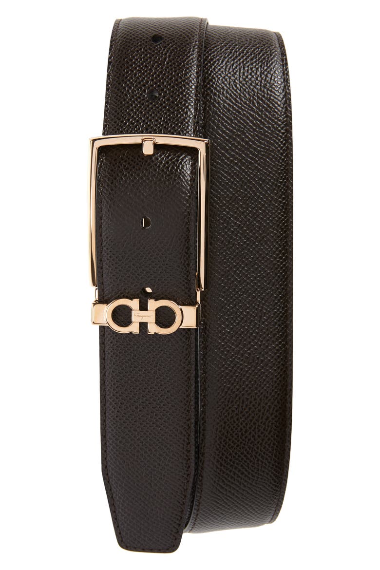 Salvatore Ferragamo Reversible Leather Belt, Main, color, BROWN/ BLACK
