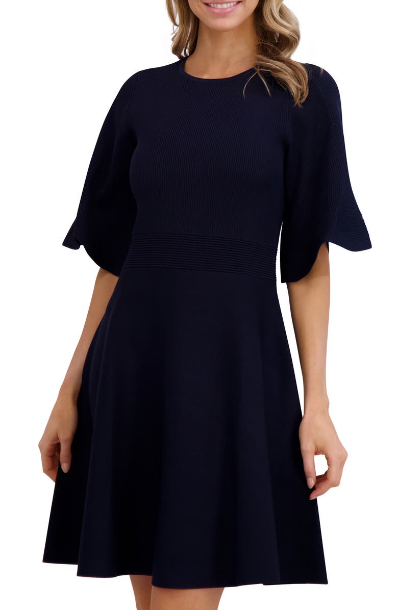 Ted Baker Flutter Sleeve Fit & Flare Sweater Dress, Alternate, color, 