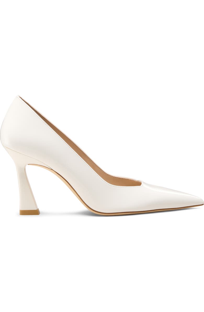 Stuart Weitzman Vinnie 85 Patent Leather Pointed Toe Pump, Alternate, color, Blanco