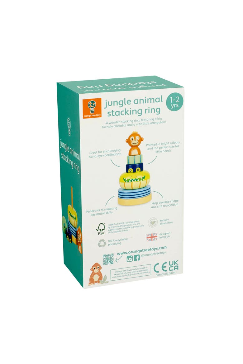 Stacking Ring Jungle Animals, Wood, Multicolor, Kids Ages 1+, Alternate, color, Multicolored