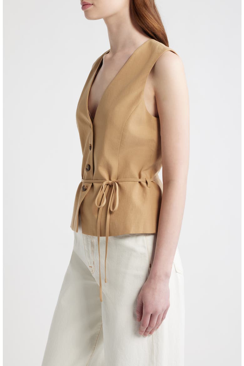 Paulette Tie Waist Vest, Alternate, color, FAWN