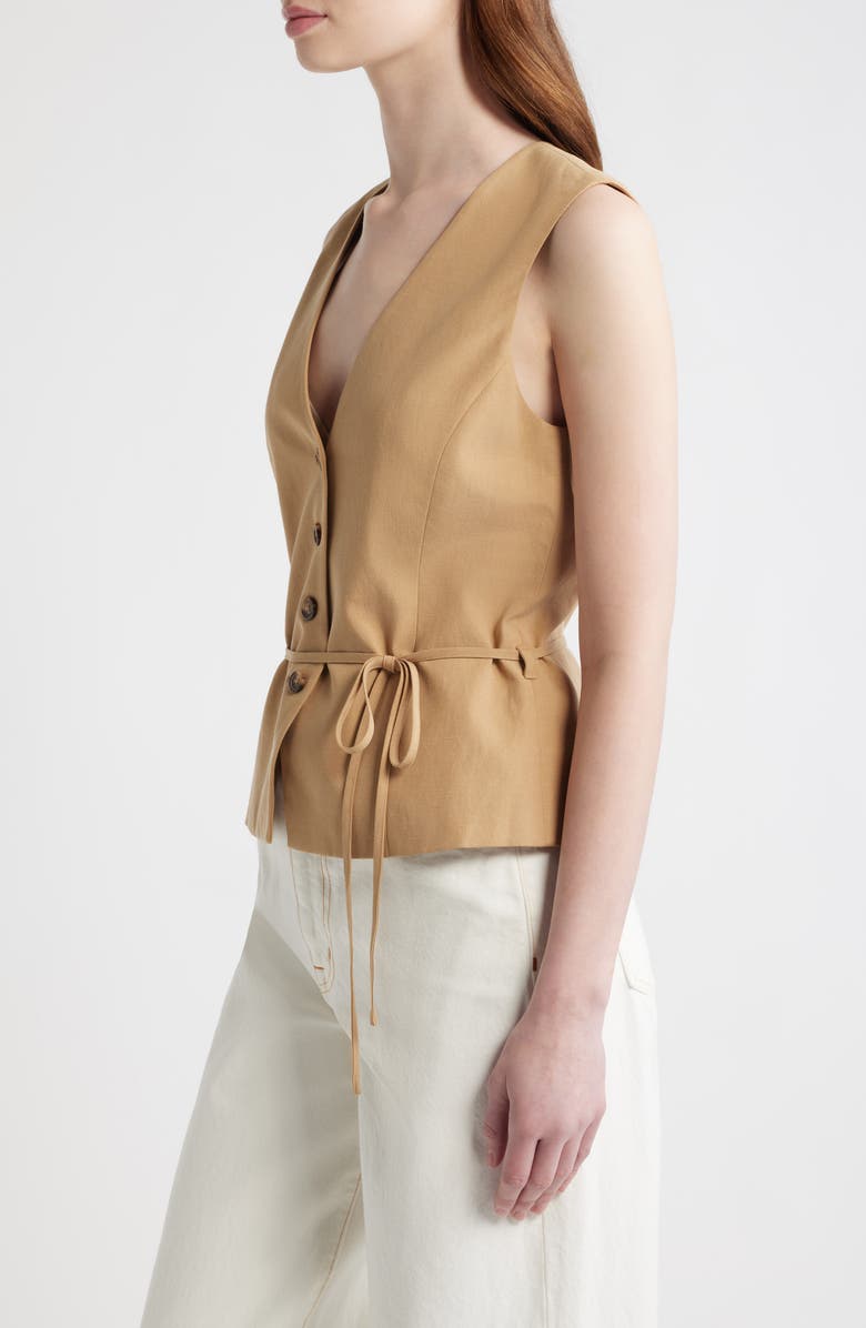 rag & bone Paulette Tie Waist Vest, Alternate, color, Fawn