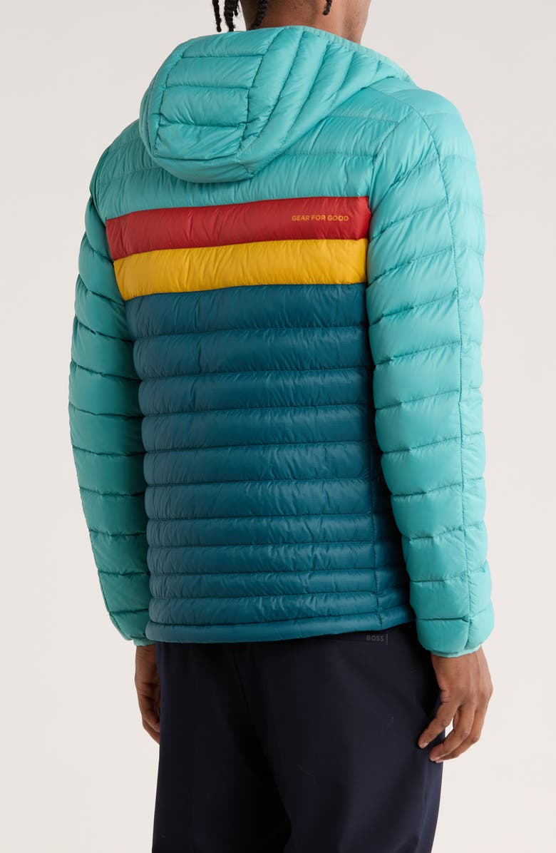 Cotopaxi Fuego Water Resistant 800 Fill Power Down Hooded Jacket, Alternate, color, Abyss Stripes