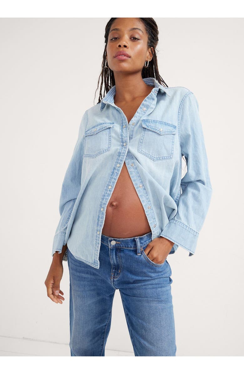 HATCH The Denim Maternity Shirt, Alternate, color, Light Wash