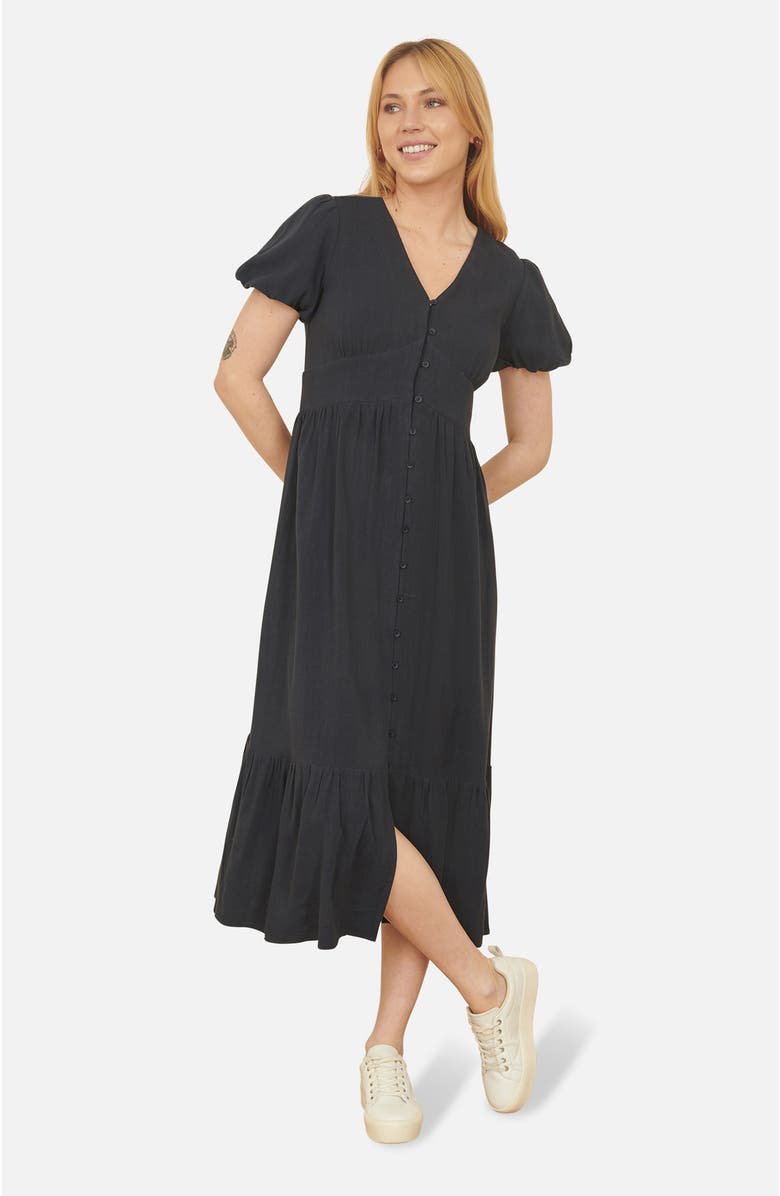 Yumi Viscose Button Through Midi Dress, Main, color, Navy