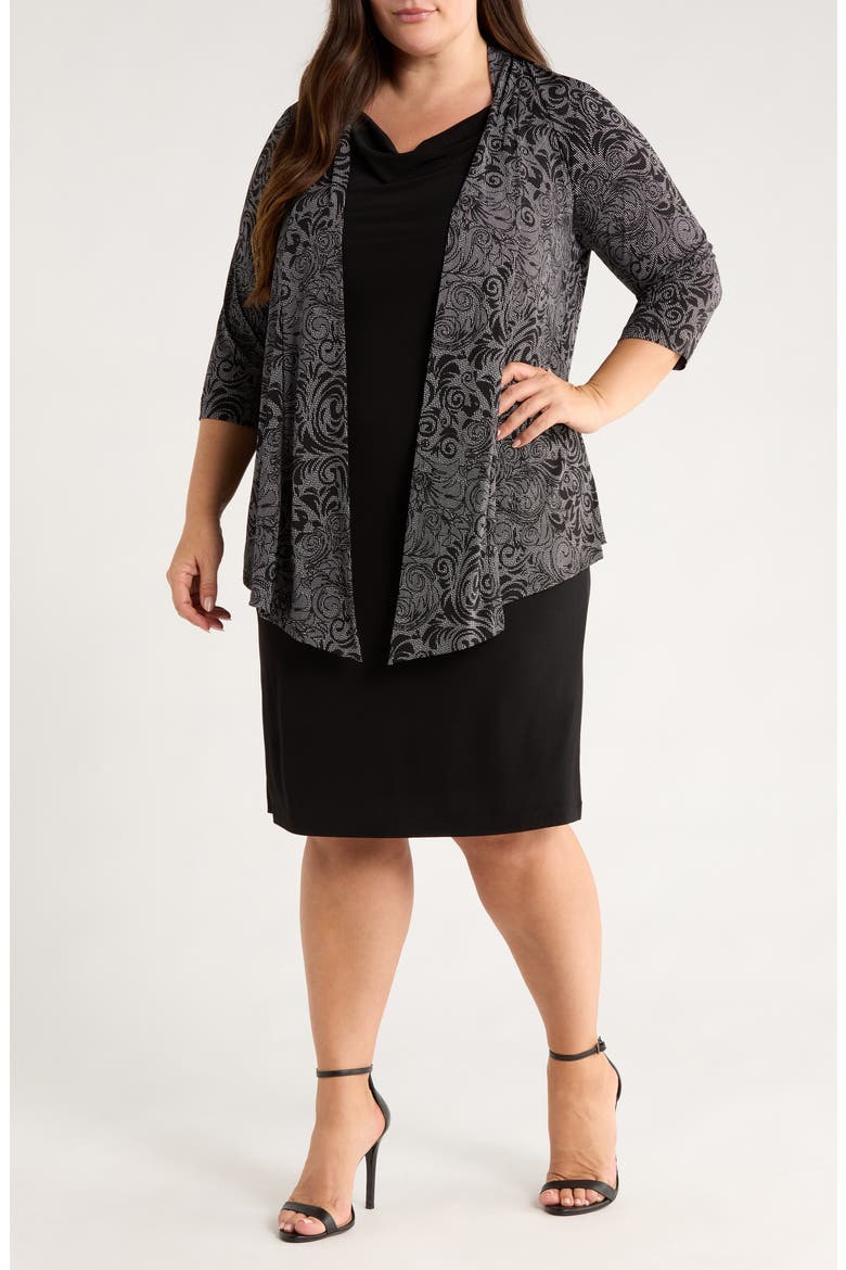 Mock Jacket Dress, Main, color, BLACK
