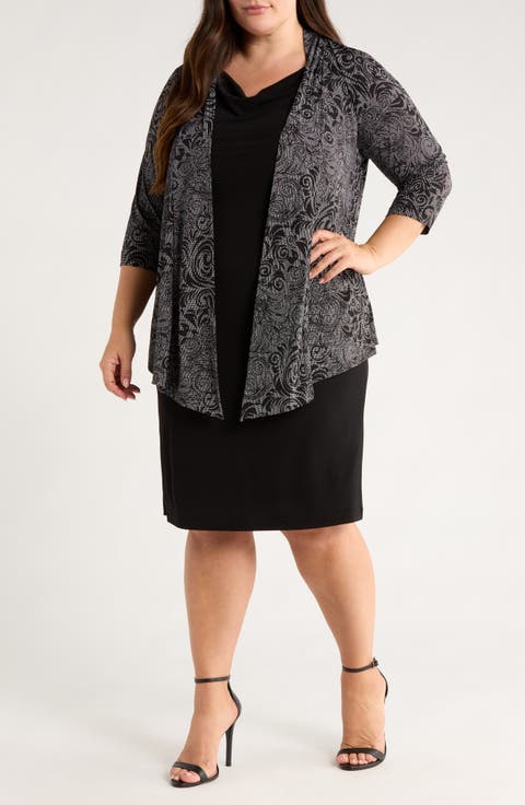 Mock Jacket Dress (Plus)