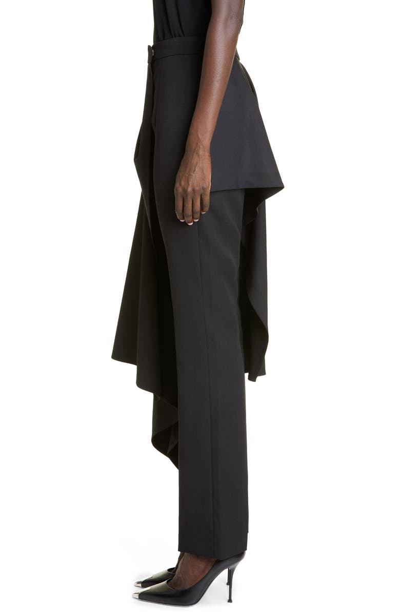 McQueen Draped Panel Wool Barathea Pants, Alternate, color, 