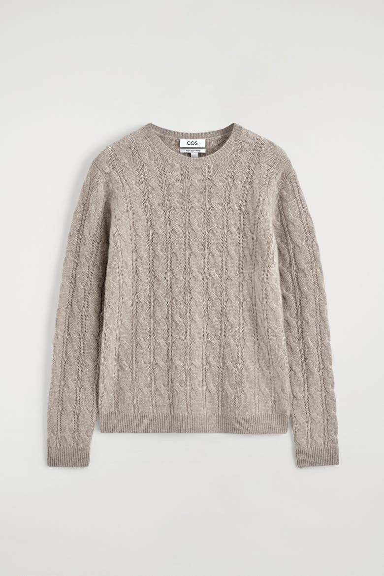 Cable-knit Cashmere Sweater, Alternate, color, BEIGE