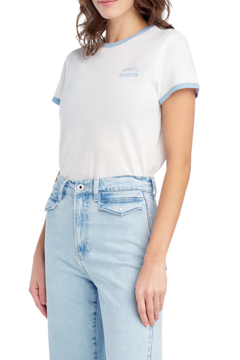 The Collegiate Chest Logo Ringer T-Shirt, Alternate, color, WHITE/ SEA BLUE