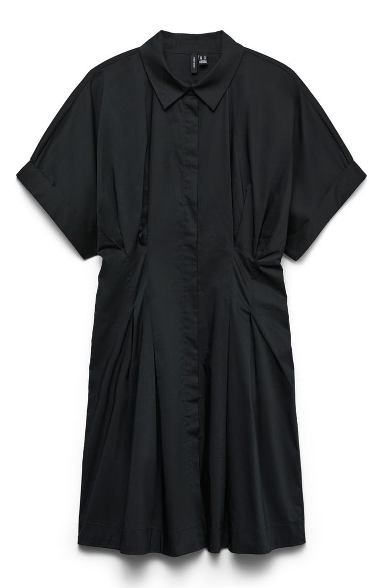 VERO MODA Friba Pleated Mini Shirtdress, Alternate, color, Black