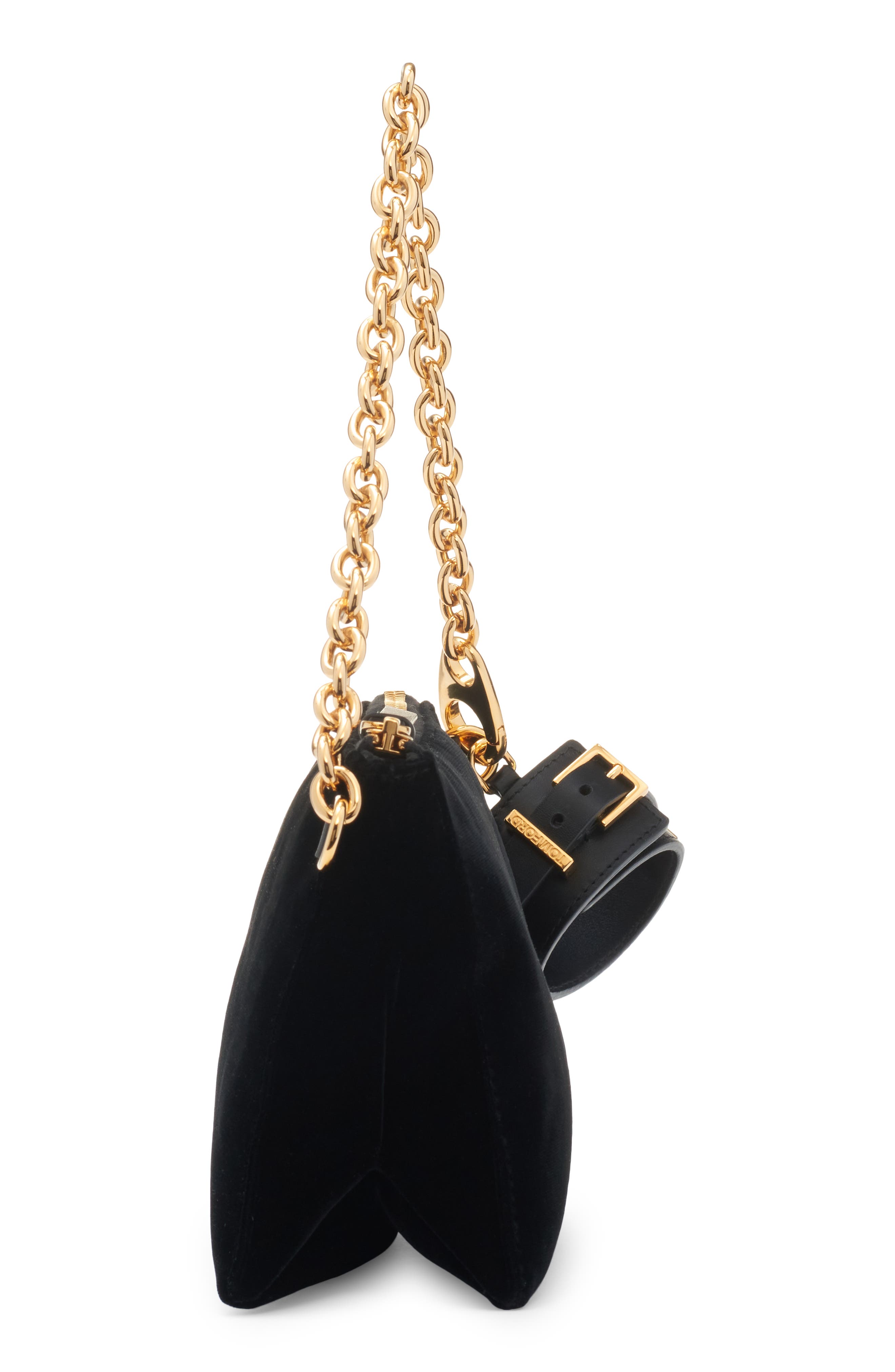 TOM FORD Carine Velvet Clutch with Removable Leather Cuff, Alternate, color, 