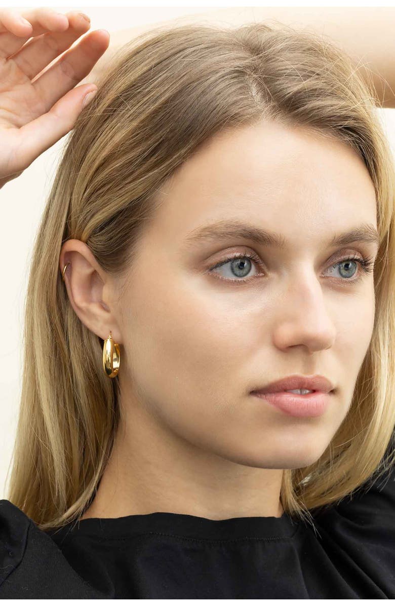 Oradina 14K Yellow Gold High Society Oval Hoops, Alternate, color, Yellow Gold