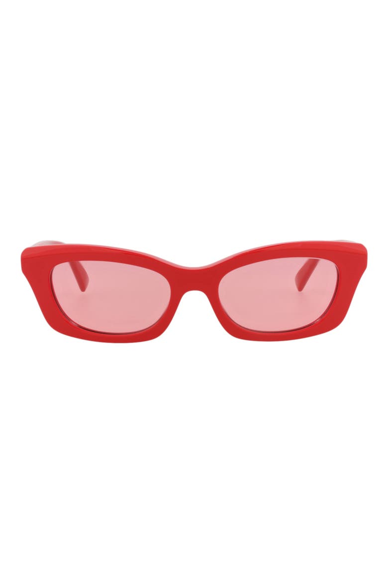 52mm Rectangular Sunglasses, Main, color, RED RED PINK