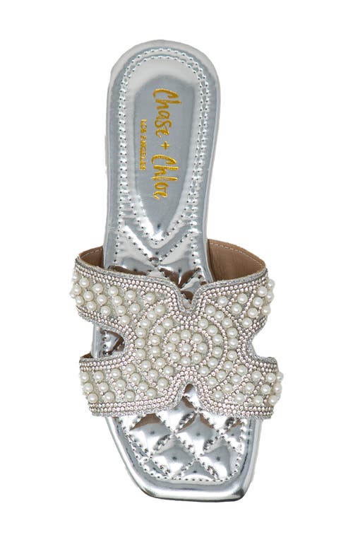 CHASE & CHLOE CHASE AND CHLOE TESSIE EMBELLISHED SLIDE SANDAL 