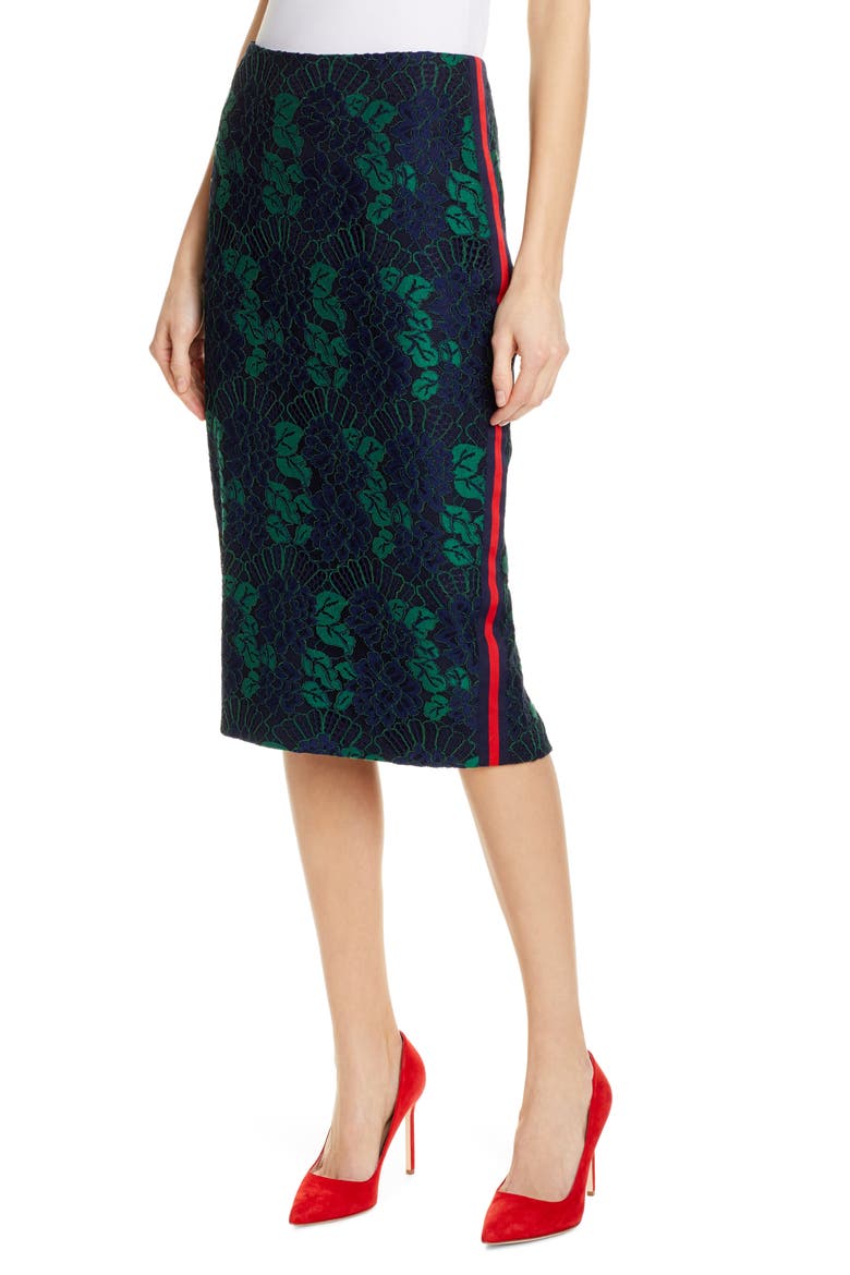 Lace Pencil Skirt, Main, color, NAVY