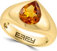 EFFY Gold Plated Silver Pear Cut Citrine Signet Ring