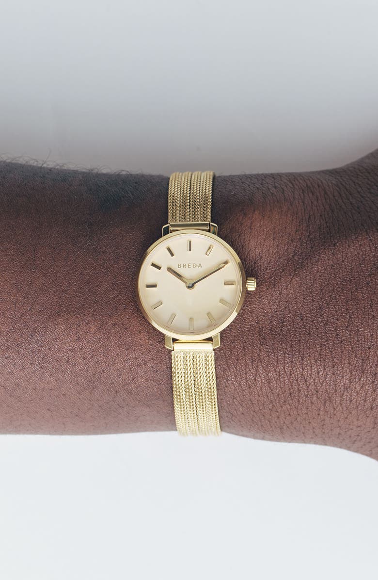 BREDA Beverly Mesh Strap Watch, 25mm, Alternate, color, Gold