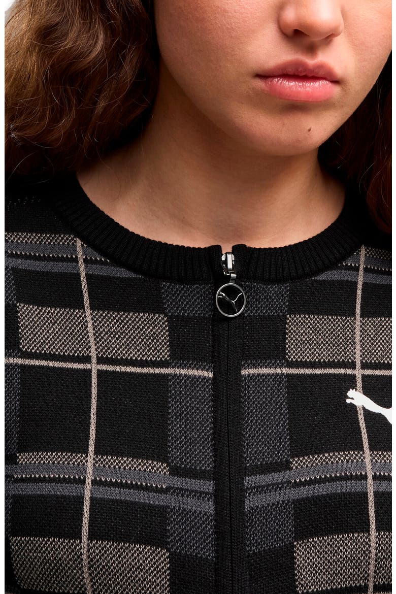 T7 Tartan Cardigan, Alternate, color, PUMA BLACK