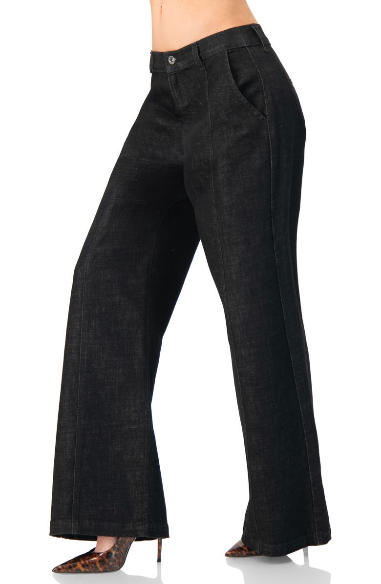 IVONNE High-Waisted Wide-Leg Denim Jeans, Alternate, color, Black